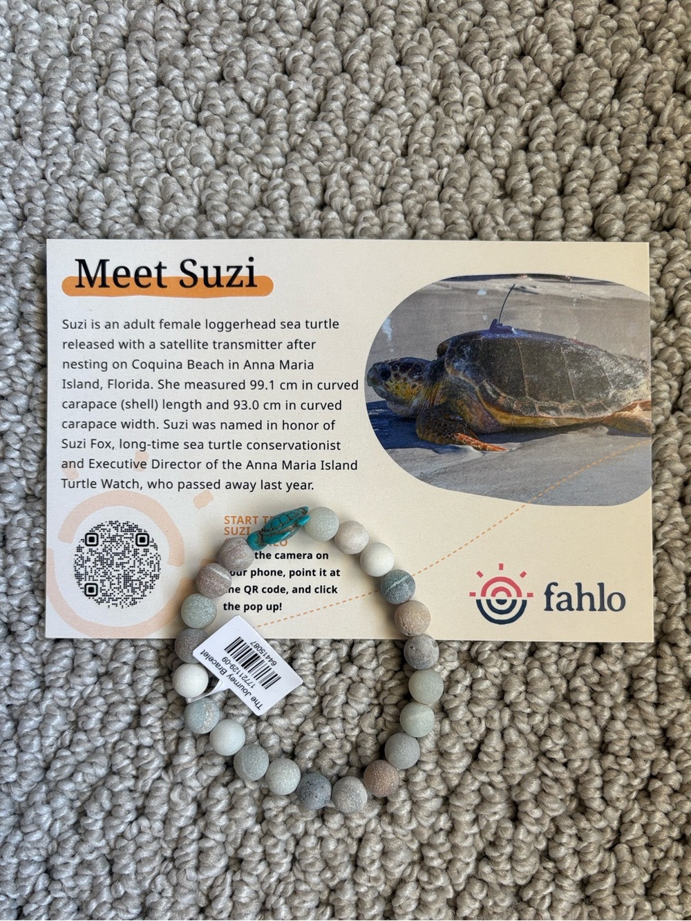 NWT Fahlo Beaded Bracelet and Tracking Card - Suzi